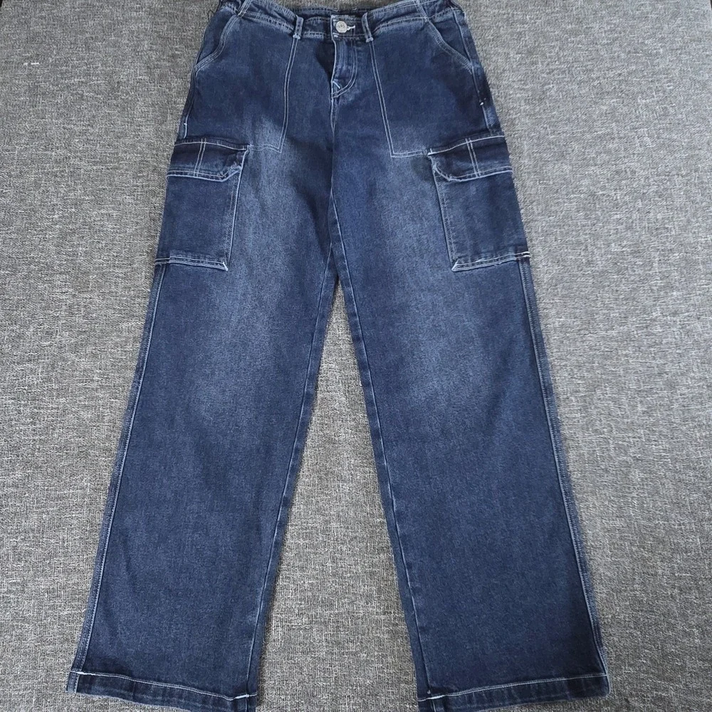 New True Religion Denim Cargo SN Straight Jeans Medium Blue Wash 28 600723